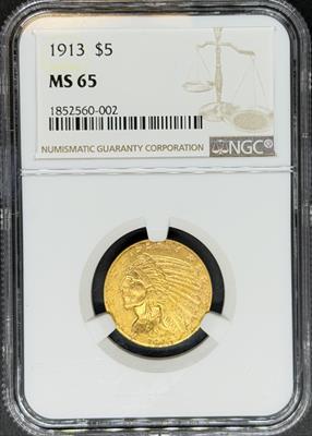 1913 $5 Indian MS65 NGC