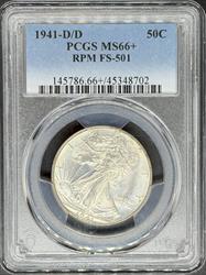 1941-D/D Walking Liberty Half Dollar MS66+ PCGS