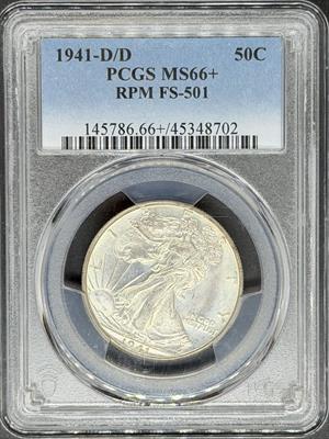 1941-D/D Walking Liberty Half Dollar MS66+ PCGS