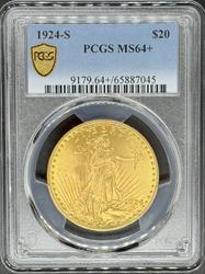 1924-S $20 St Gaudens MS64+ PCGS