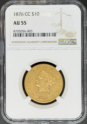 1876-CC $10 Liberty AU55 NGC