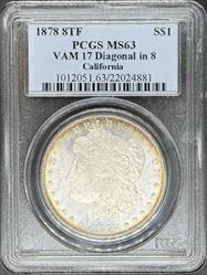 1878 8TF Morgan DOllar MS63 PCGS VAM 17 Diagonal in 8
