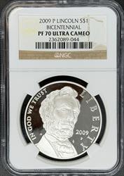 2009 $1 Lincoln Bicentennial PF70UCAM NGC