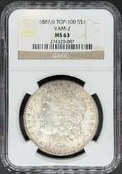 1887/6 Morgan Dollar MS63 NGC VAM 2 Top 100