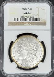 1887 Morgan Dollar MS64 NGC