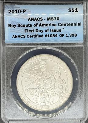 2010 $1 Boy Scouts of America Centennial FDI MS70 ANACS