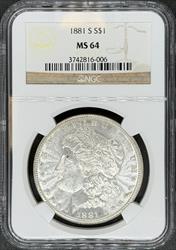 1881-S Morgan Dollar MS64 NGC