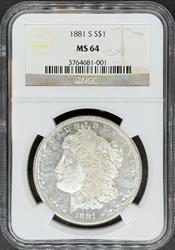1881-S Morgan Dollar MS64 NGC