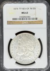 1878 7TF Reverse of 78 Morgan Dollar MS63 NGC