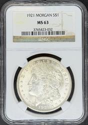 1921 Morgan Dollar MS63 NGC