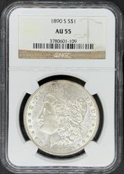 1890-S Morgan Dollar AU55 NGC