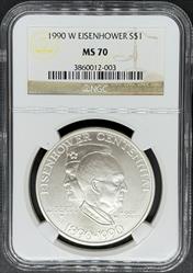 1990-W $1 Eisenhower MS70 NGC