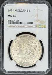 1921 Morgan Dollar MS63 NGC
