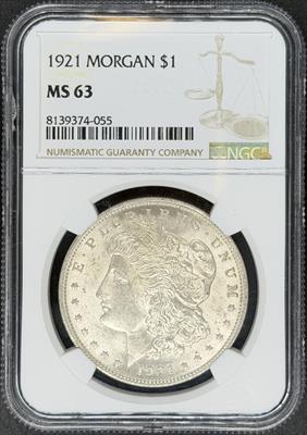 1921 Morgan Dollar MS63 NGC