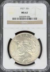 1927 Peace Dollar MS62 NGC