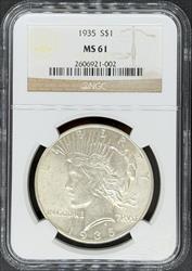 1935 Peace Dollar MS61 NGC