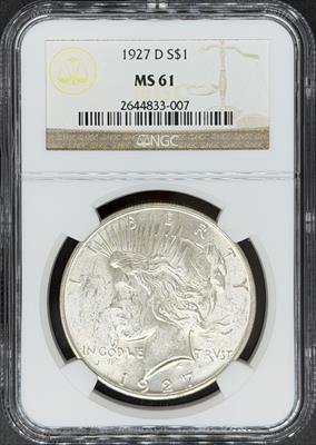 1927-D Peace Dollar MS61 NGC