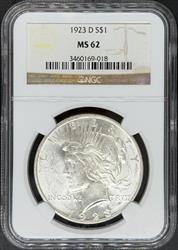 1923-D Peace Dollar MS62 NGC