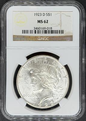 1923-D Peace Dollar MS62 NGC