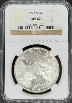 1927-S Peace Dollar MS62 NGC
