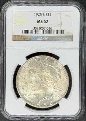 1925-S Peace Dollar MS62 NGC
