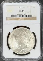 1922 Peace Dollar MS64 NGC