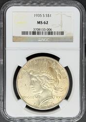 1935-S Peace Dollar MS62 NGC
