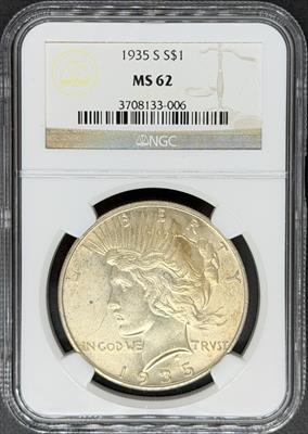 1935-S Peace Dollar MS62 NGC