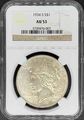 1934-S Peace Dollar AU53 NGC