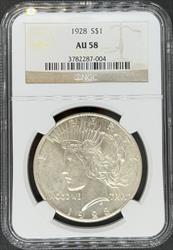 1928 Peace Dollar AU58 NGC