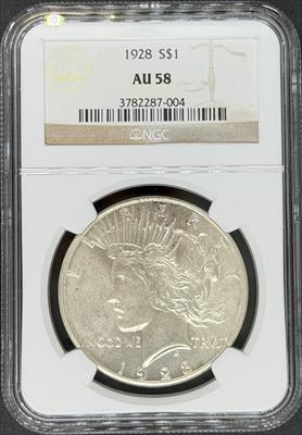 1928 Peace Dollar AU58 NGC