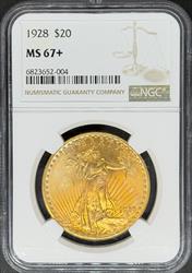 1928 $20 St. Gaudens MS67+ PCGS