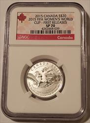 Canada 2015 Silver $20 FIFA Women's World Cup SP70 NGC First Releases