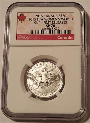 Canada 2015 Silver $20 FIFA Women's World Cup SP70 NGC First Releases