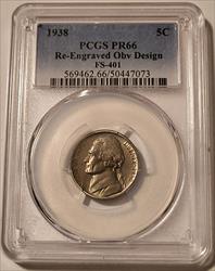 1938 Jefferson Nickel Re-Engraved Obverse Design FS-401 Proof PR66 PCGS Toning