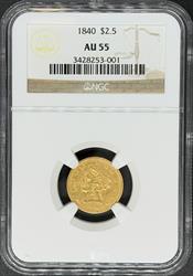 1840 $2.5 Liberty AU55 NGC