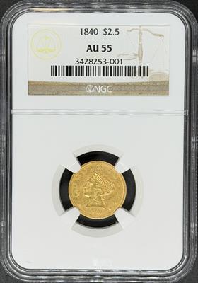 1840 $2.5 Liberty AU55 NGC