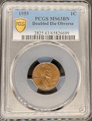 1955 DDO Lincoln Cent MS63BN PCGS