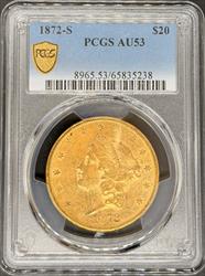 1872-S $20 Liberty AU53 PCGS