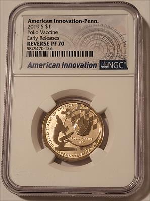 2019 S American Innovation Dollar Pennsylvania Reverse Proof PF70 NGC Early Releases