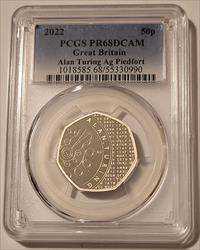 Great Britain 2022 Silver 50 Pence Piedfort Alan Turing Proof PR68 DCAM PCGS Low Mintage