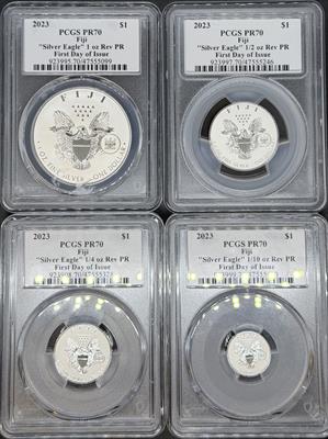 2023 Silver Eagle Fiji 4pc.Set FDI Reverse PR70 PCGS Rev PR70