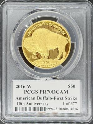 2016-W G$50 Bufflao PR70DCAM PCGS First Strike
