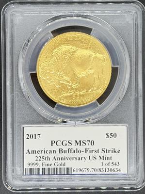 2017 G$50 Buffalo MS70 PCGS First Strike 225th Anniversary