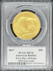 2017 G$50 Buffalo MS70 PCGS First Day Issue