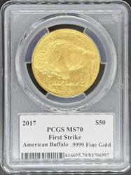 2017 G$50 Buffalo MS70 PCGS First Strike