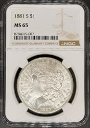1881-S Morgan Dollar MS65 NGC