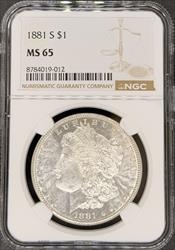 1881-S Morgan Dollar MS65 NGC