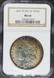 1878 7TF Reverse 78 Morgan Dollar MS64 NGC Toned