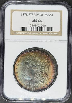 1878 7TF Reverse 78 Morgan Dollar MS64 NGC Toned